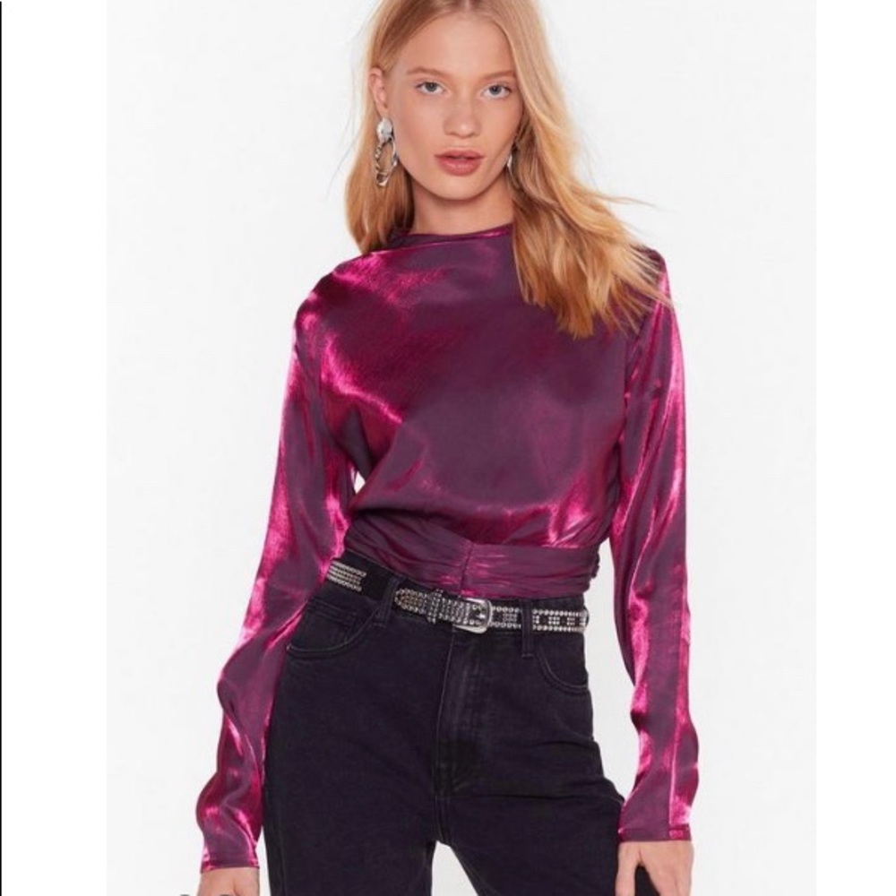 Glow Get’Em High Neck Cropped Blouse